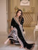 Aneela's 3pcs Lawn Article In Black Colour - Image 3