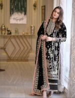 Aneela's 3pcs Lawn Article In Black Colour - Image 5