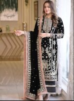 Aneela's 3pcs Lawn Article In Black Colour
