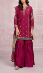 Maria B 3pcs Article In Mehroon Color
