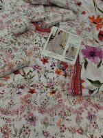 Luxury 3Pcs Lawn Article In White Cololr