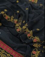Kayseria 3pcs Lawn Article In Black Color With Pink And Gold Contrast - Image 3