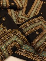 Kayseria 3pcs Lawn Article In Black Color With Pink And Gold Contrast - Image 2