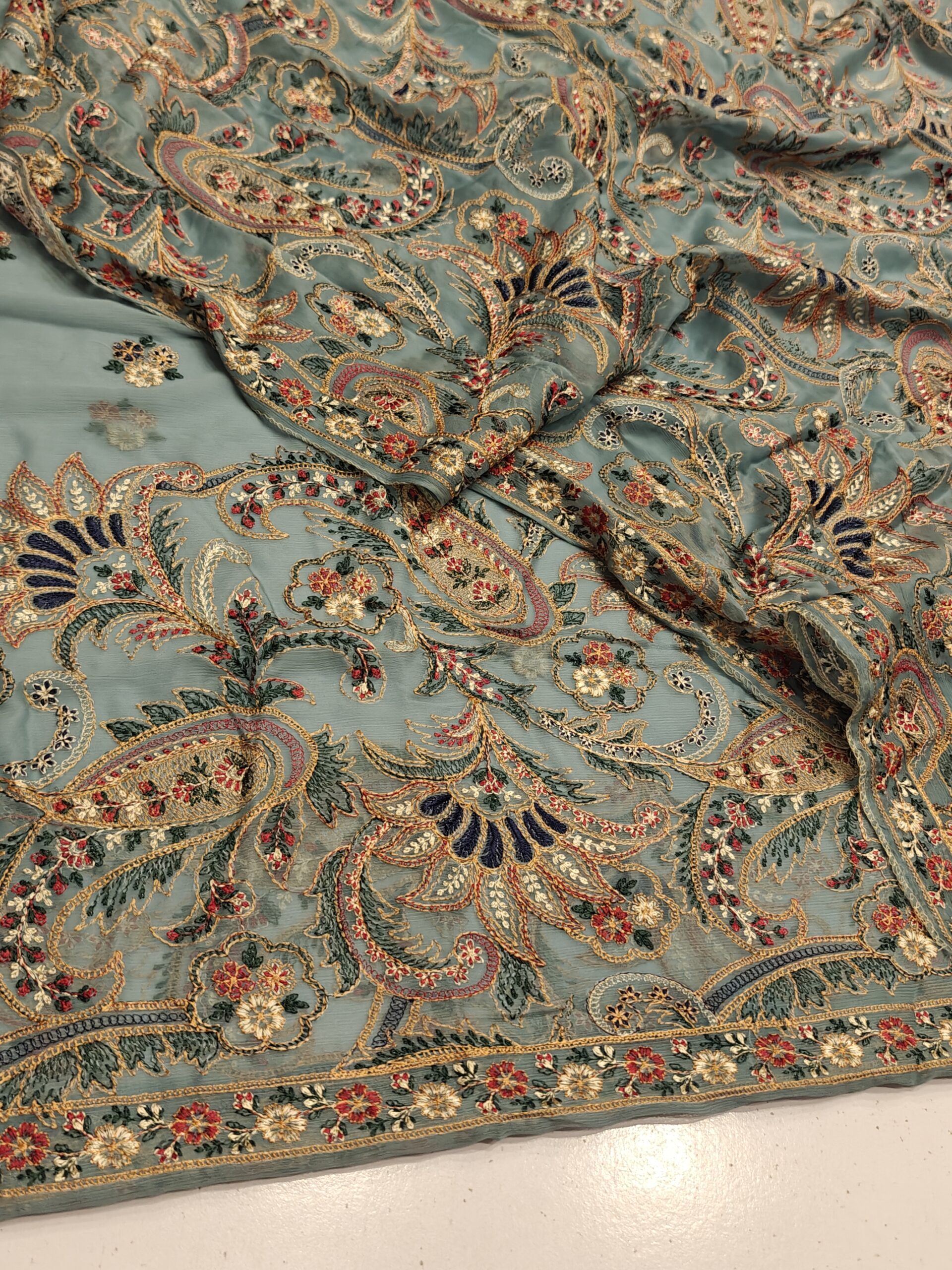 oplus_3145760 Bareeze 2Pcs Article With Heavy EMB Chiffon Stuff - Image 1